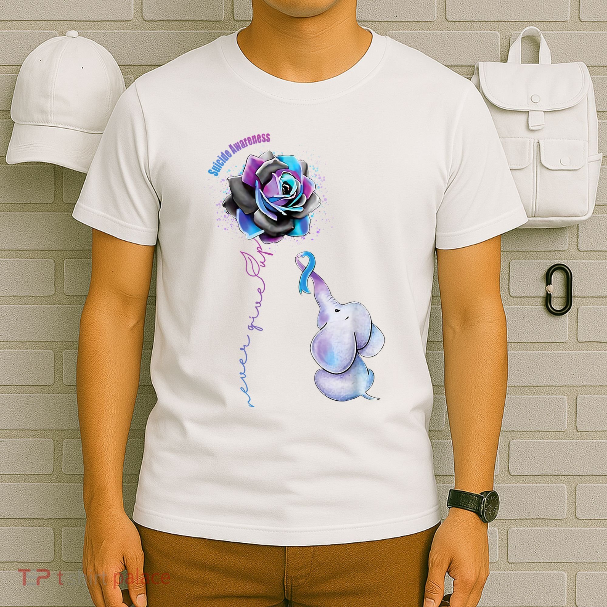 Suicide Awareness Never Give Up Elephant T-Shirt