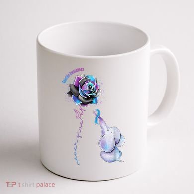 Suicide Awareness Never Give Up Elephant Coffee Mug back