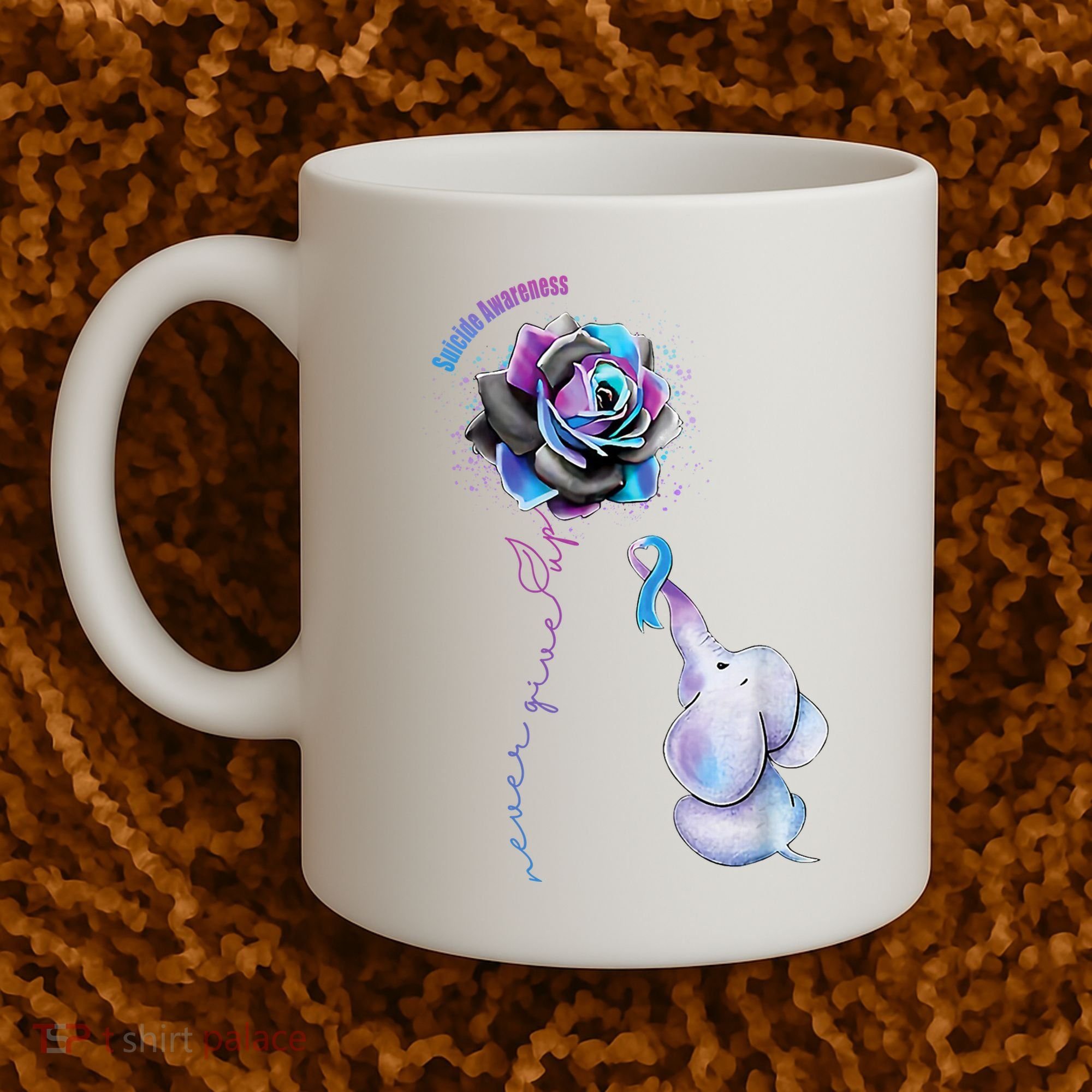 Suicide Awareness Never Give Up Elephant Coffee Mug