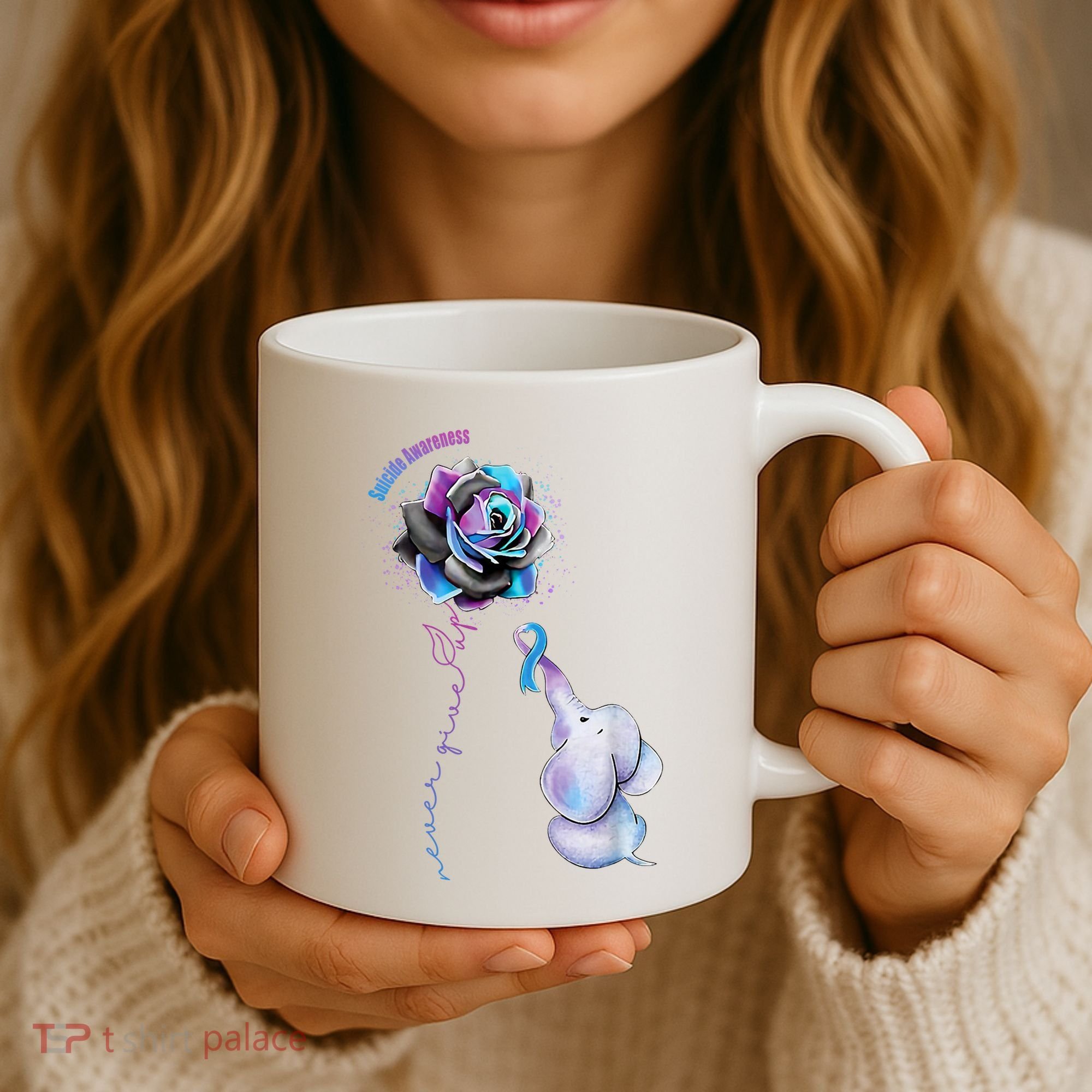 Suicide Awareness Never Give Up Elephant Coffee Mug