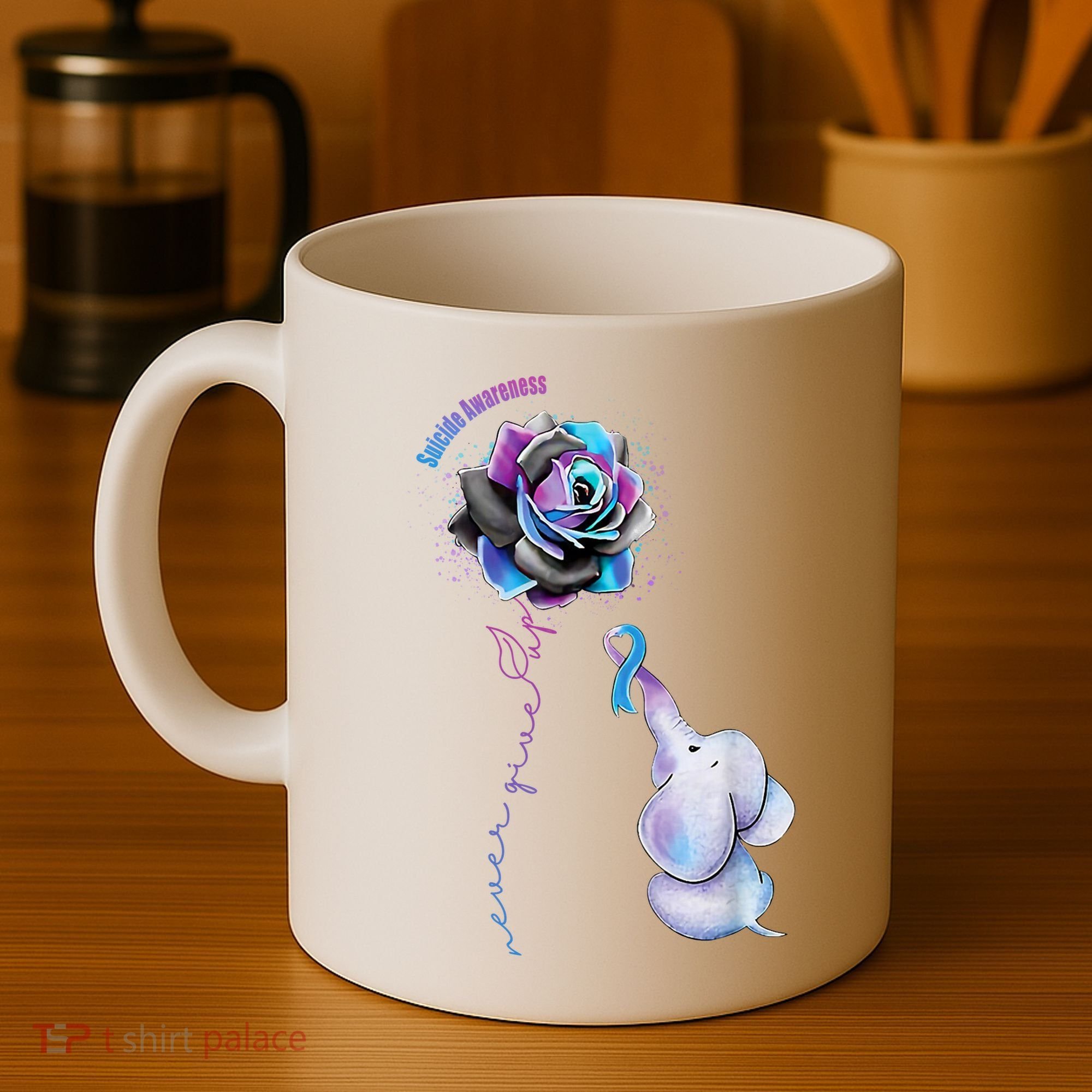 Suicide Awareness Never Give Up Elephant Coffee Mug