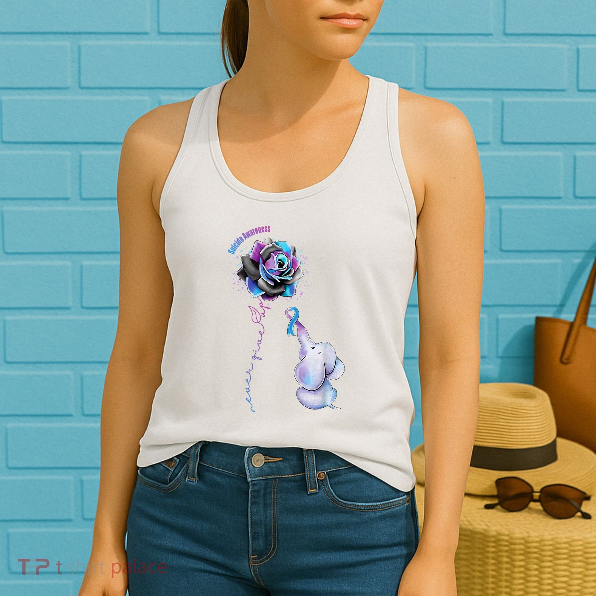 Suicide Awareness Never Give Up Elephant Women's Tank Top