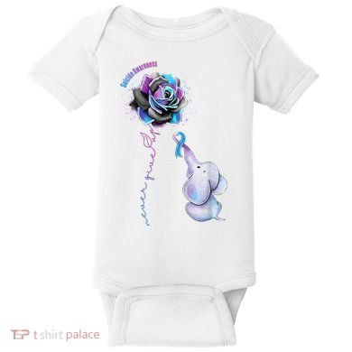Suicide Awareness Never Give Up Elephant Baby Bodysuit