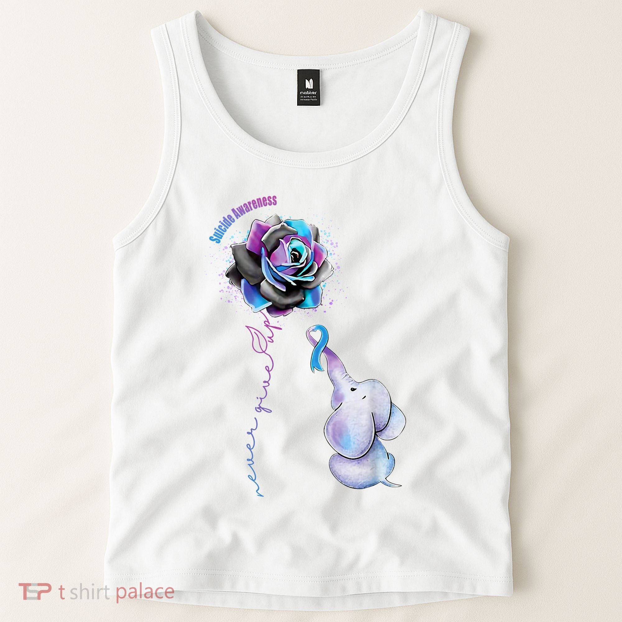 Suicide Awareness Never Give Up Elephant Tank Top
