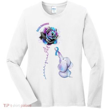 Suicide Awareness Never Give Up Elephant Women's Long Sleeve Shirt