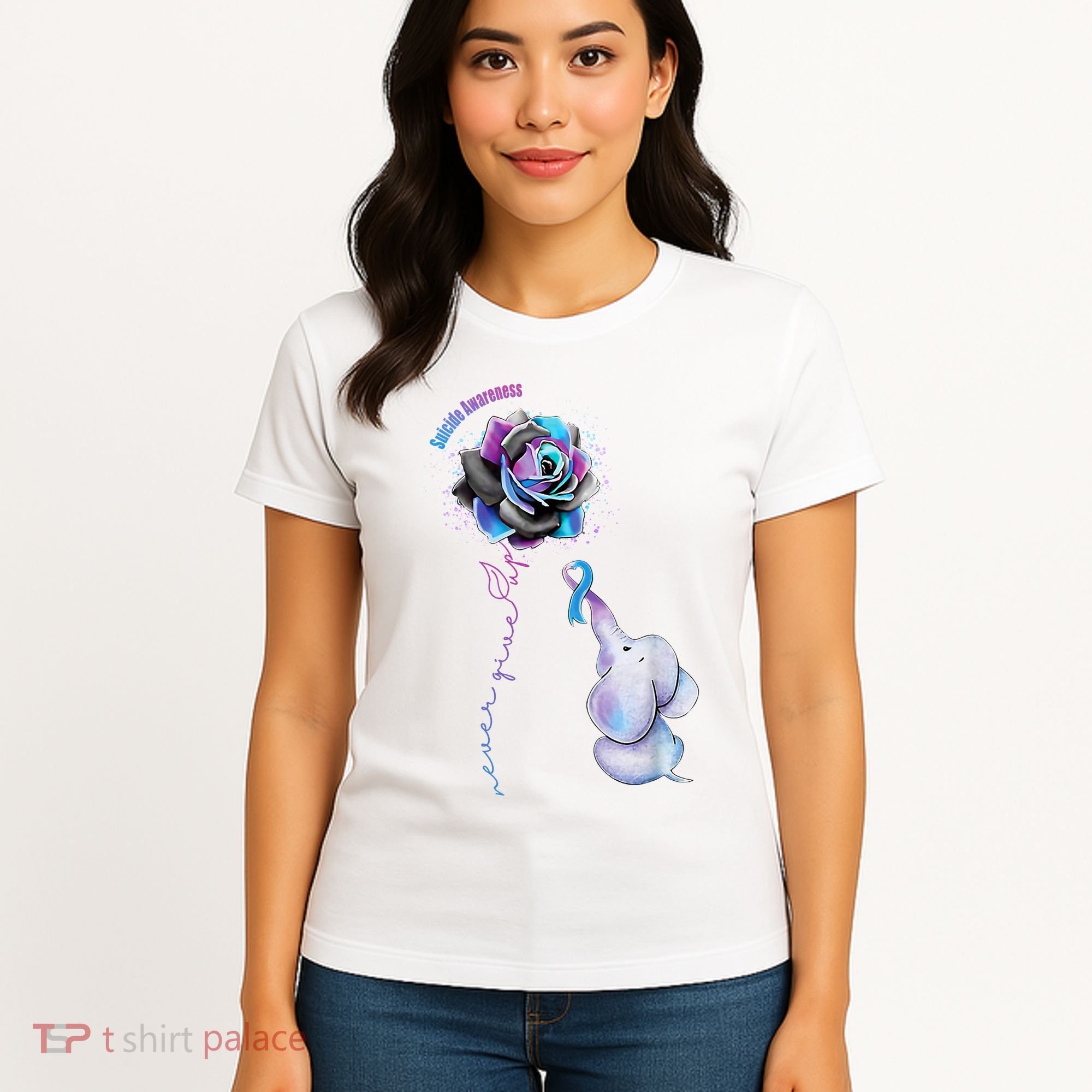 Suicide Awareness Never Give Up Elephant Women's T-Shirt