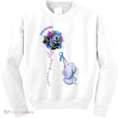 Suicide Awareness Never Give Up Elephant Kids Sweatshirt