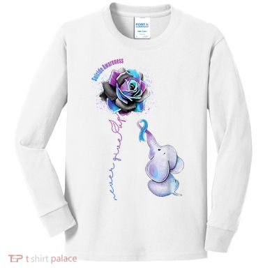 Suicide Awareness Never Give Up Elephant Kids Long Sleeve Shirt
