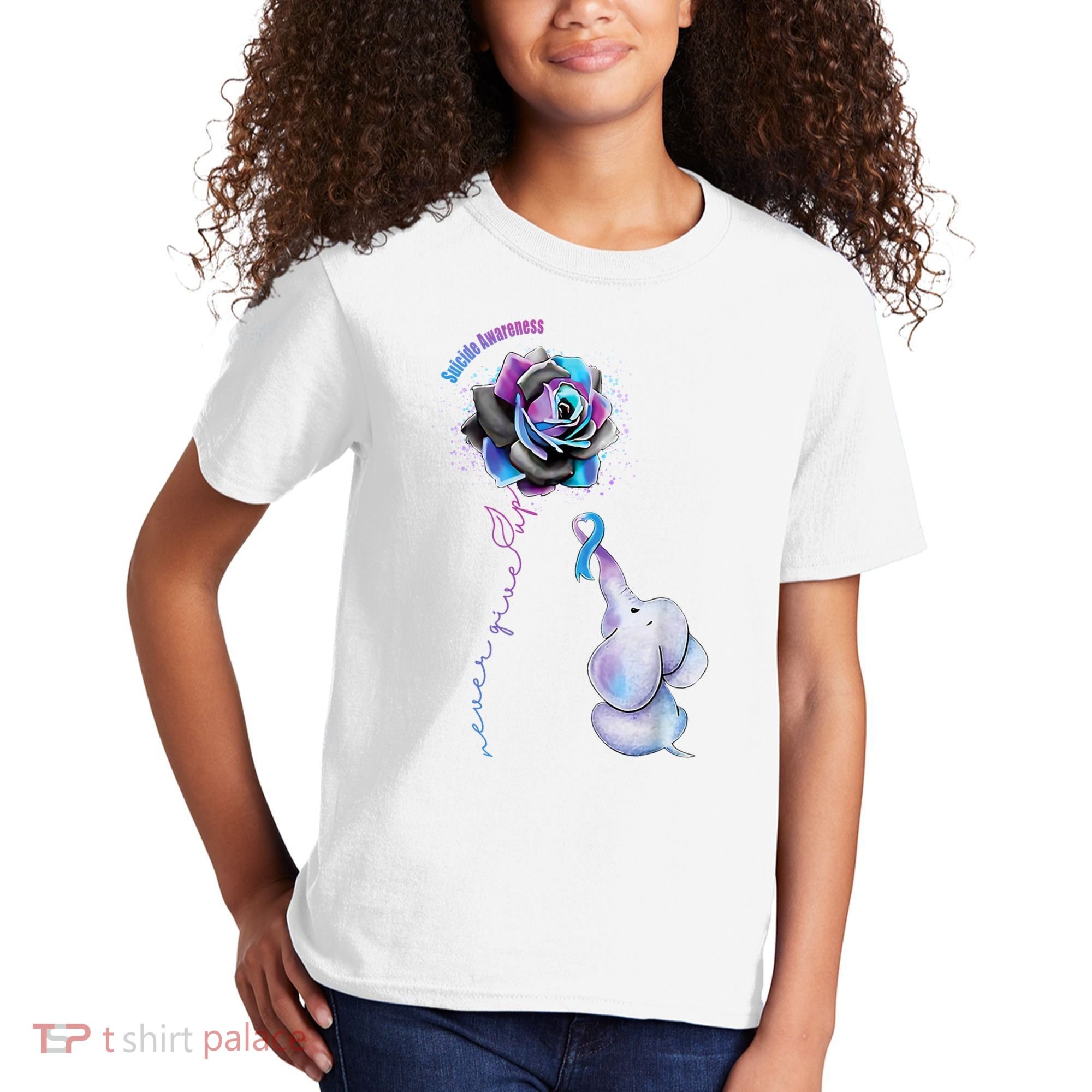 Suicide Awareness Never Give Up Elephant Kids T-Shirt