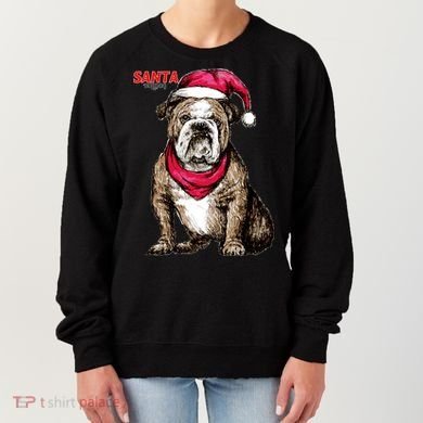 Santa Bulldog Christmas Hat Women's Sweatshirt