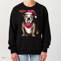 Santa Bulldog Christmas Hat Women's Sweatshirt thumb 0