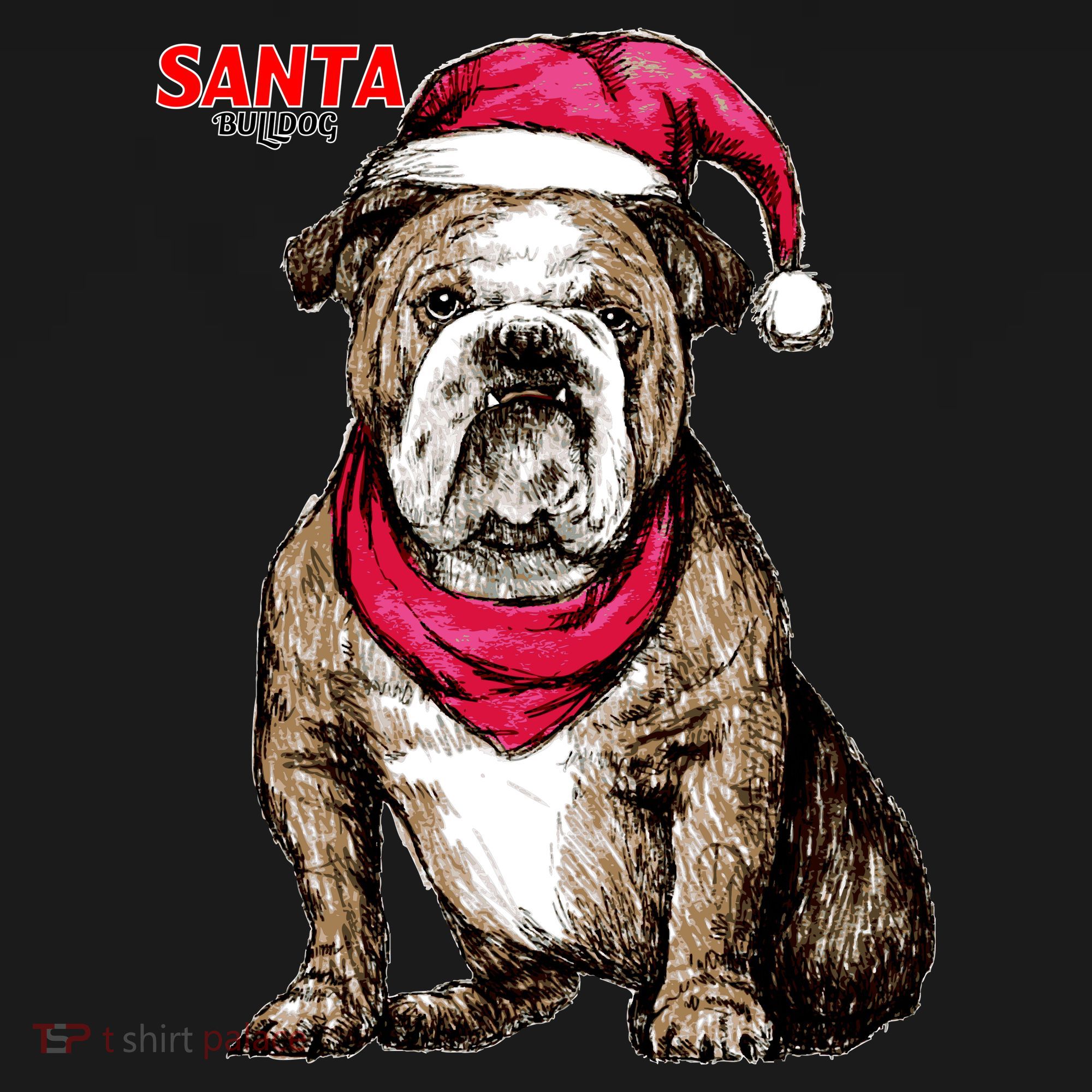 Santa Bulldog Christmas Hat Bucket Hat