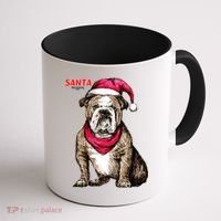 Santa Bulldog Christmas Hat Coffee Mug thumb 1