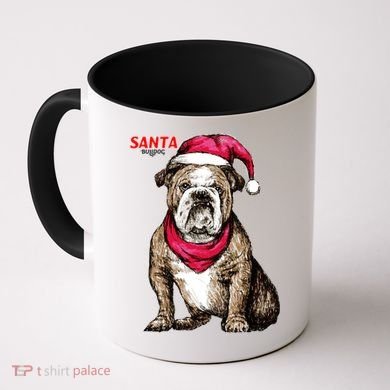Santa Bulldog Christmas Hat Coffee Mug