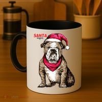 Santa Bulldog Christmas Hat Coffee Mug thumb 4