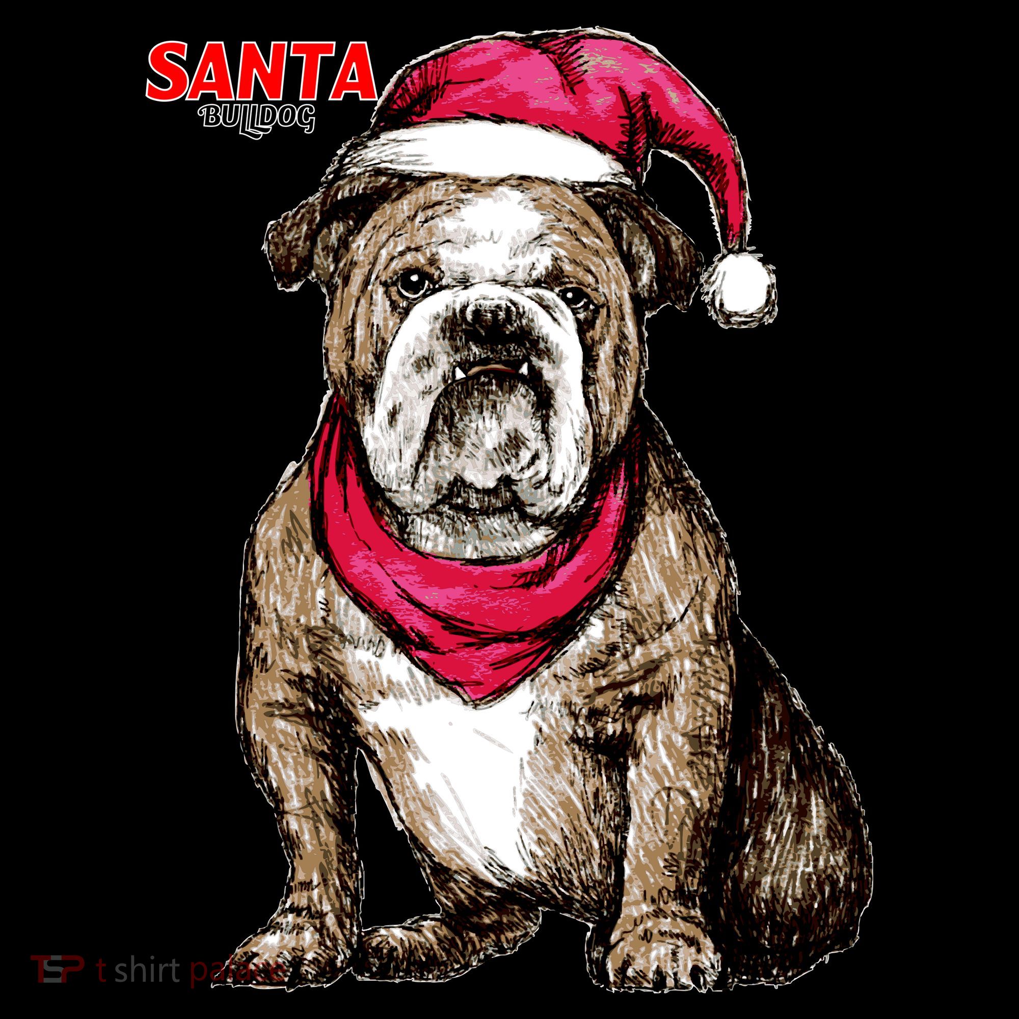 Santa Bulldog Christmas Hat Coffee Mug