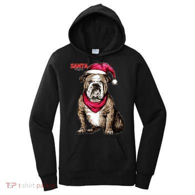 Santa Bulldog Christmas Hat Women's Hoodie