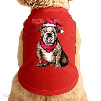Santa Bulldog Christmas Hat Doggie Tank