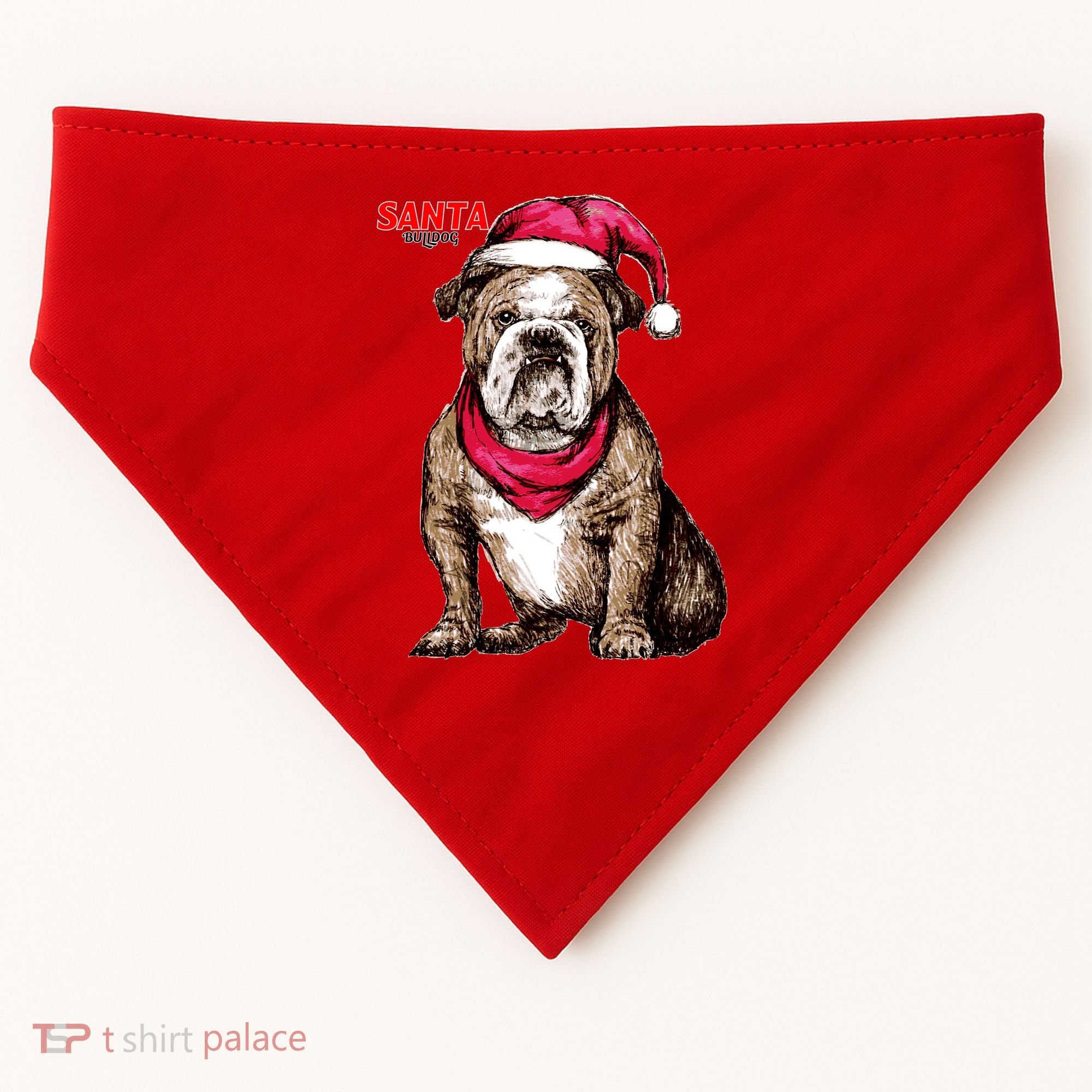 Santa Bulldog Christmas Hat USA-Made Doggie Bandana