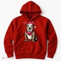 Santa Bulldog Christmas Hat Hoodie thumb 0