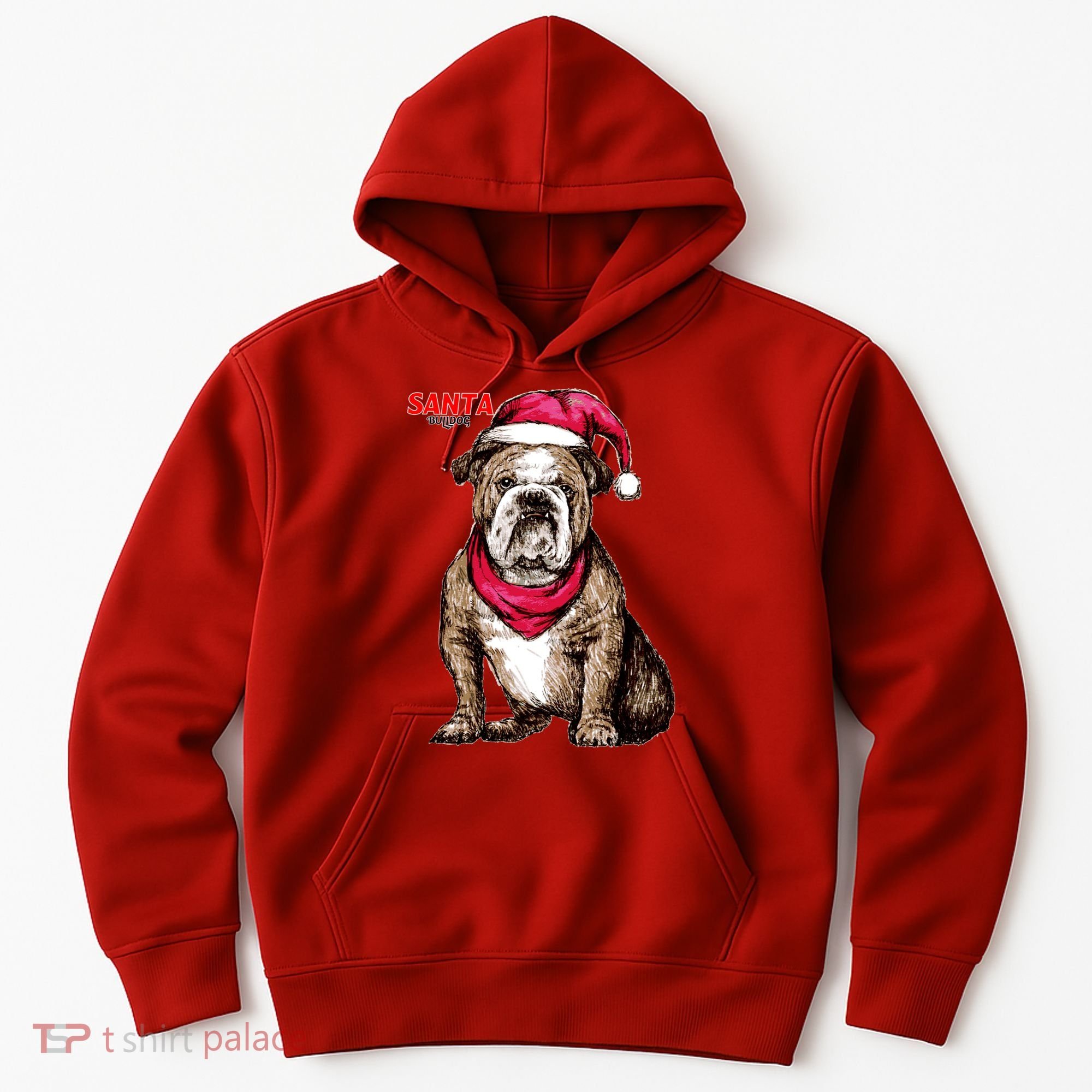 Santa Bulldog Christmas Hat Hoodie