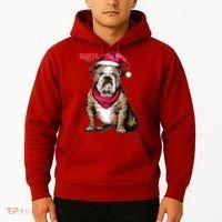 Santa Bulldog Christmas Hat Hoodie thumb 2