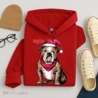 Santa Bulldog Christmas Hat Hoodie thumb 4