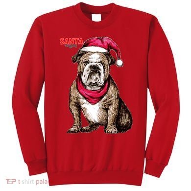 Santa Bulldog Christmas Hat Sweatshirt