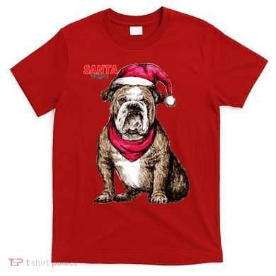 Santa Bulldog Christmas Hat T-Shirt