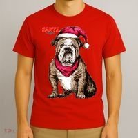 Santa Bulldog Christmas Hat T-Shirt thumb 3
