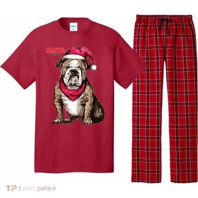 Santa Bulldog Christmas Hat Pajama Set