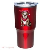 Santa Bulldog Christmas Hat Tumbler thumb 0