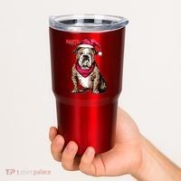 Santa Bulldog Christmas Hat Tumbler thumb 2