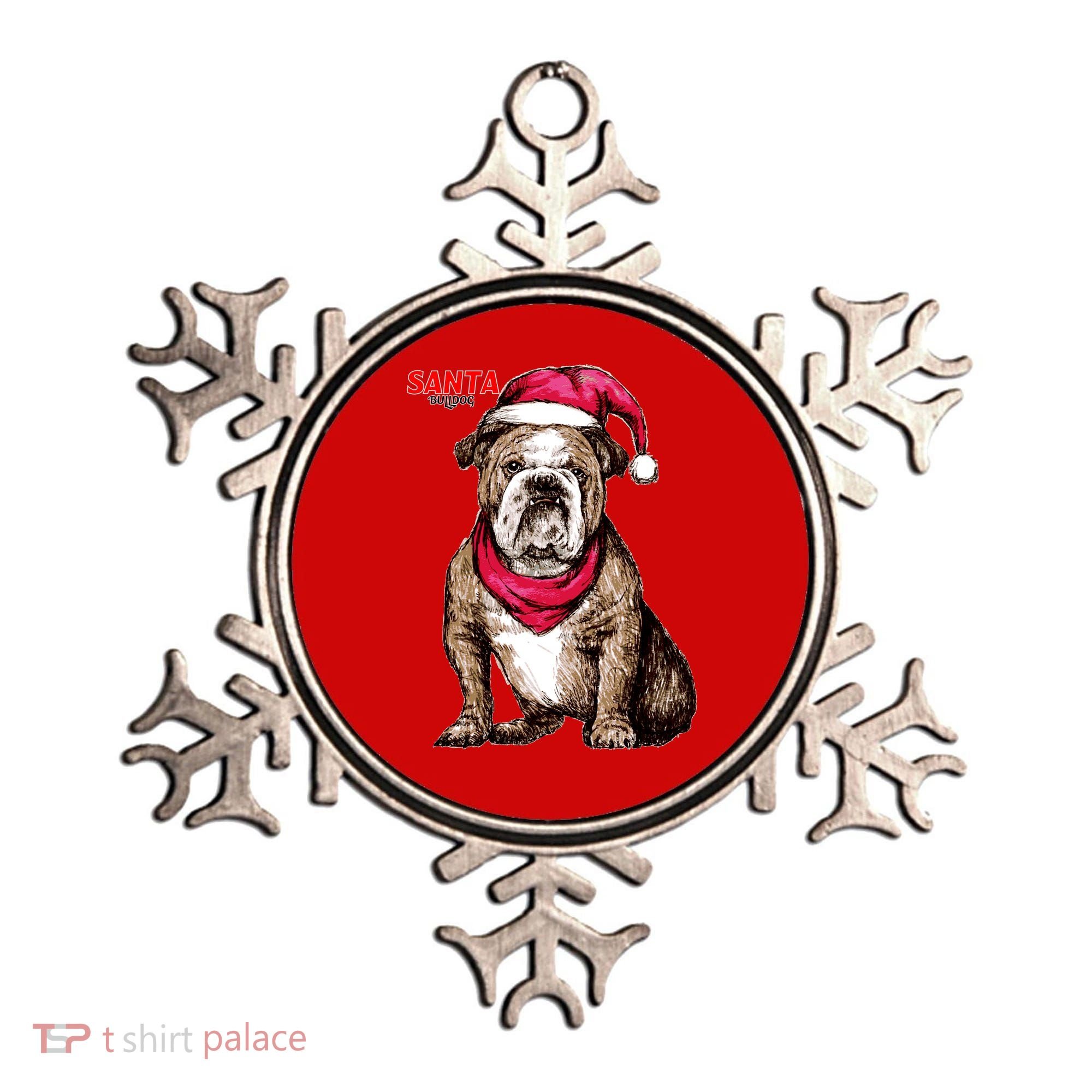 Santa Bulldog Christmas Hat Ornament