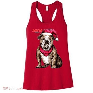 Santa Bulldog Christmas Hat Women's Tank Top