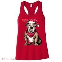 Santa Bulldog Christmas Hat Women's Tank Top thumb 0