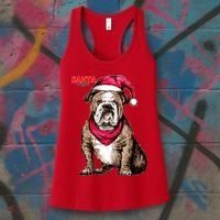 Santa Bulldog Christmas Hat Women's Tank Top thumb 3