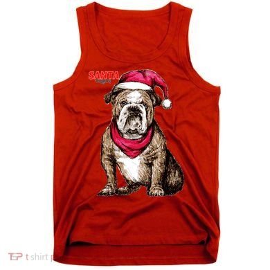 Santa Bulldog Christmas Hat Tank Top