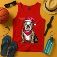 Santa Bulldog Christmas Hat Tank Top thumb 4