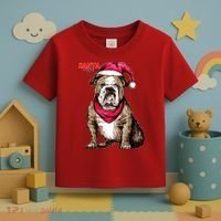 Santa Bulldog Christmas Hat Toddler T-Shirt thumb 3