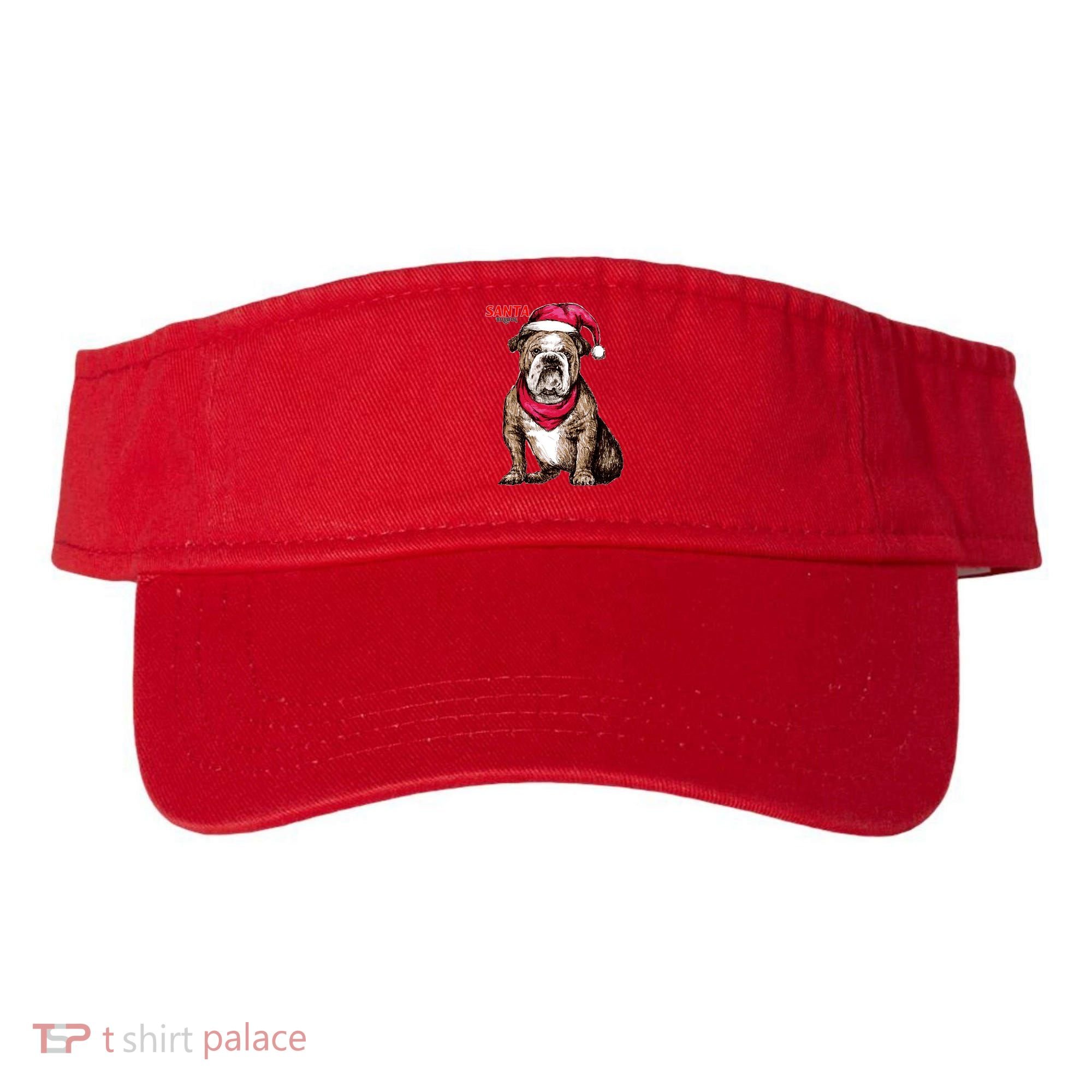 Santa Bulldog Christmas Hat Visor