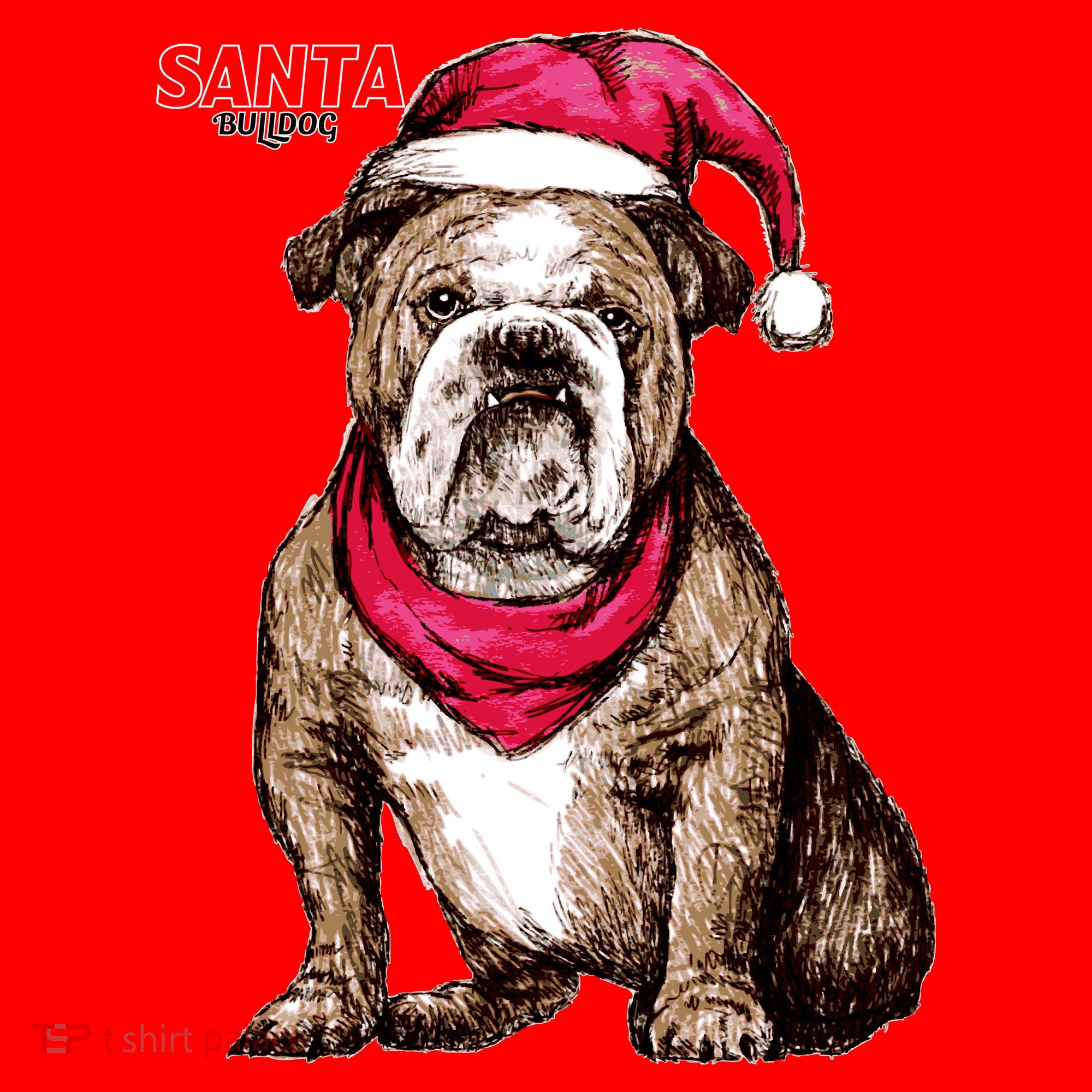 Santa Bulldog Christmas Hat Women's Long Sleeve Shirt
