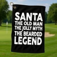Santa Christmas The Old Man Jolly Myth Bearded Legend Golf Towel thumb 1