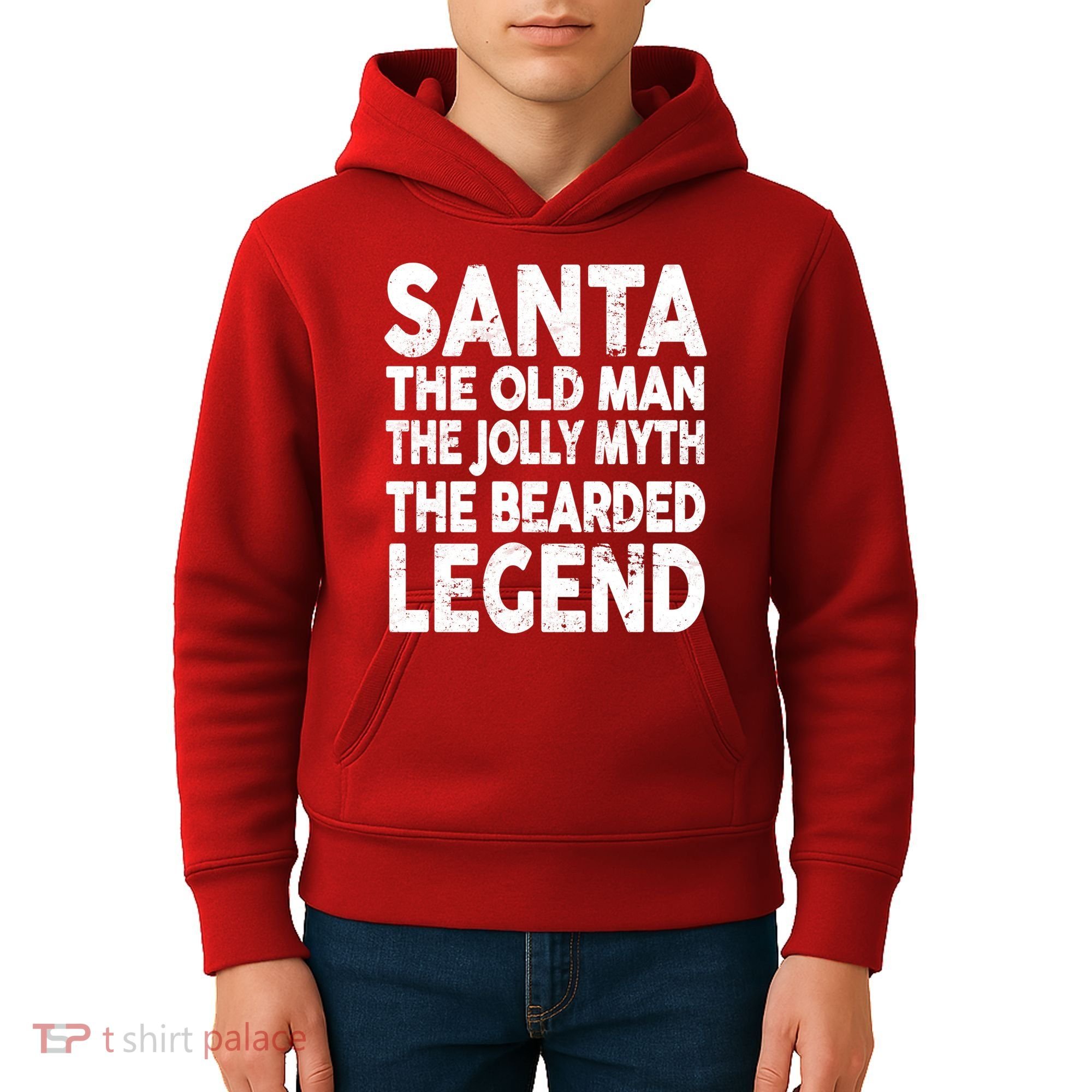 Santa Christmas The Old Man Jolly Myth Bearded Legend Kids Hoodie