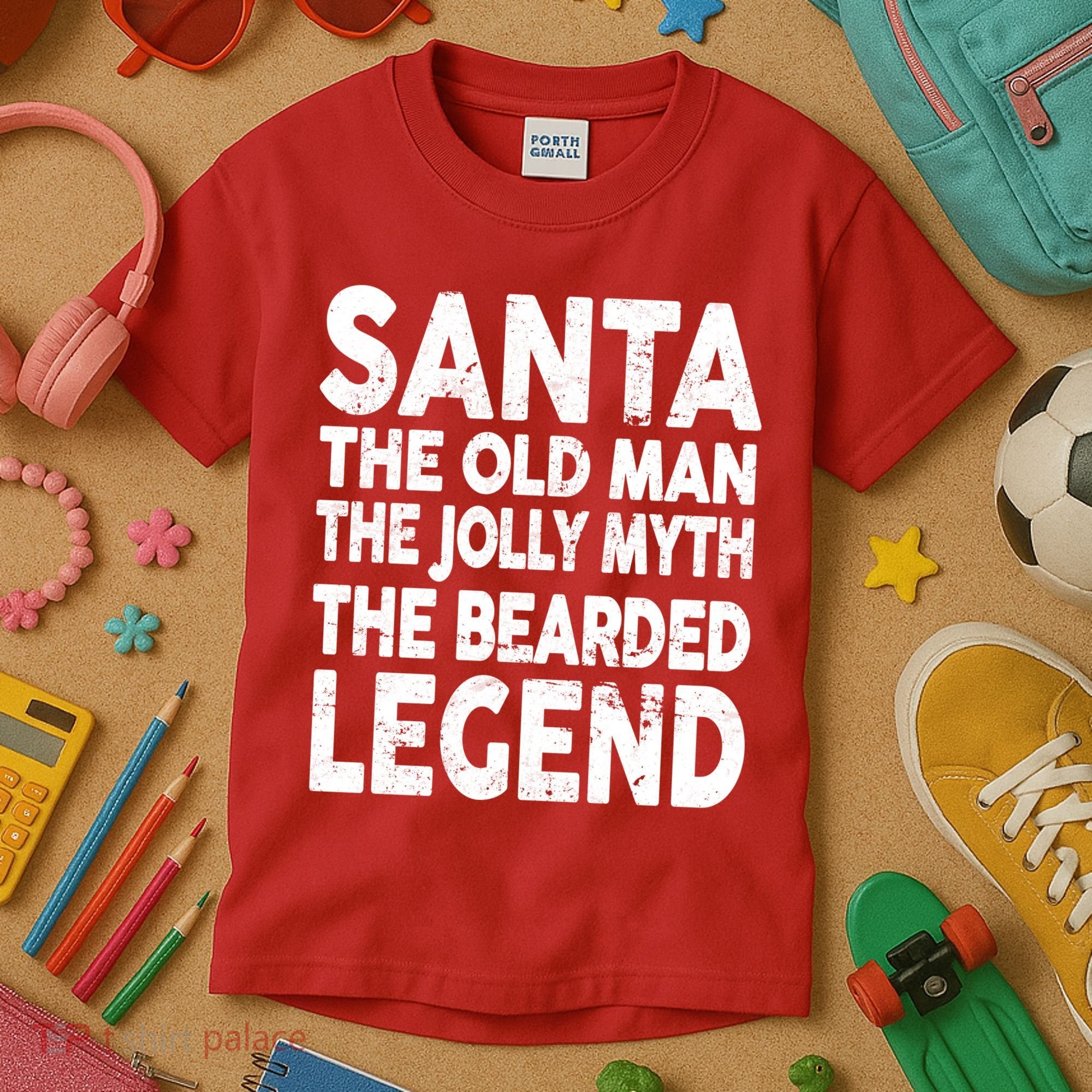 Santa Christmas The Old Man Jolly Myth Bearded Legend Kids T-Shirt