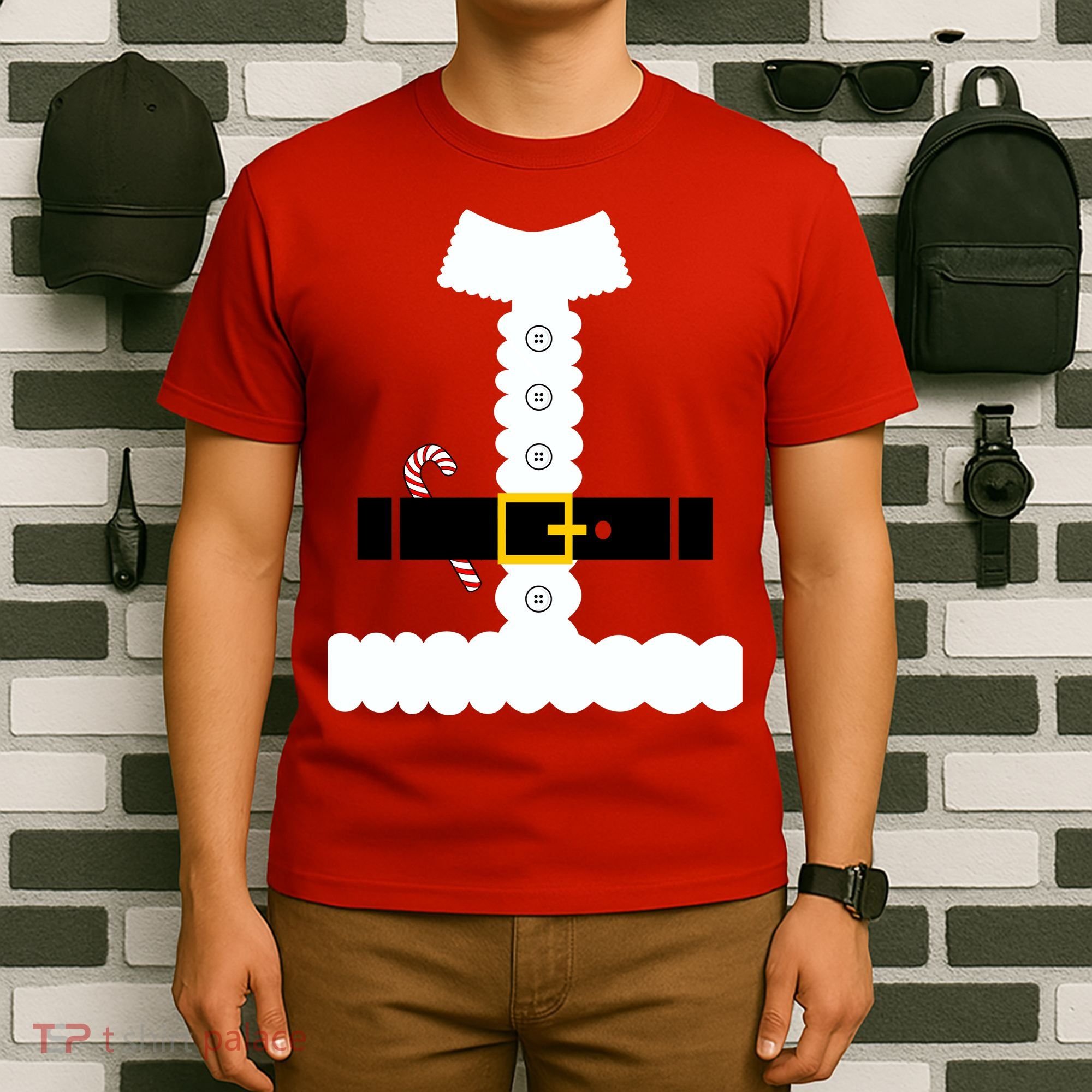 Santa Claus Candy Cane Costume Suit T-Shirt