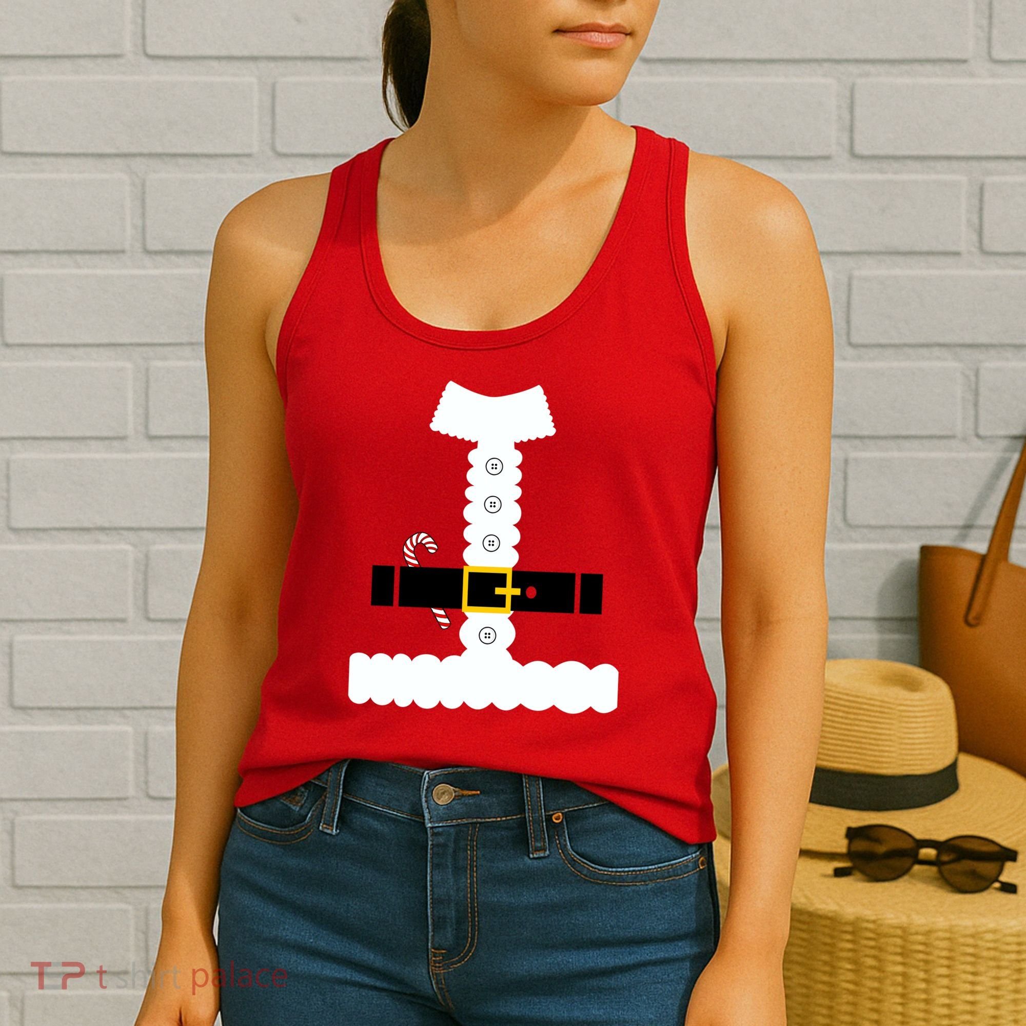 Santa Claus Candy Cane Costume Suit Women's Tank Top