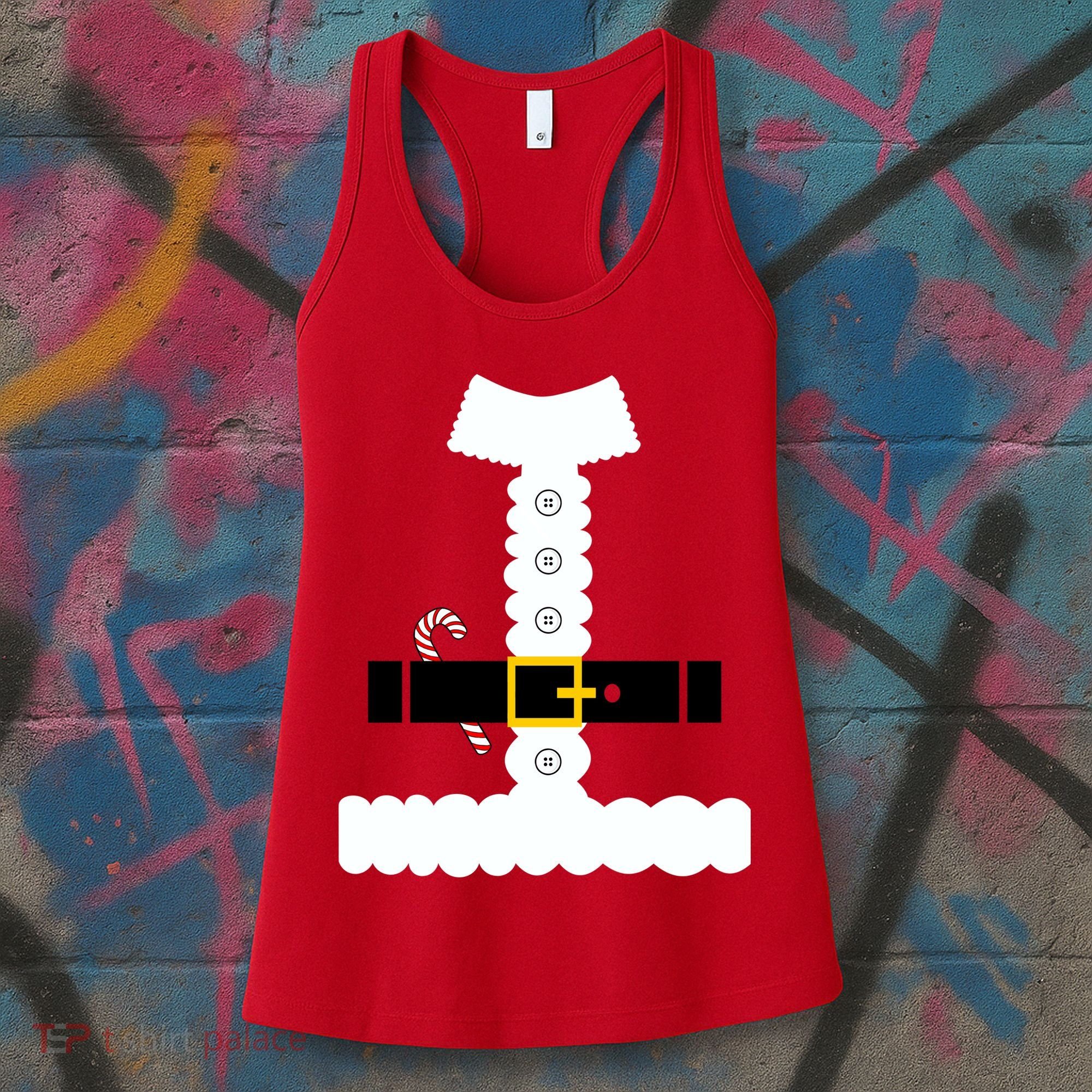 Santa Claus Candy Cane Costume Suit Women's Tank Top