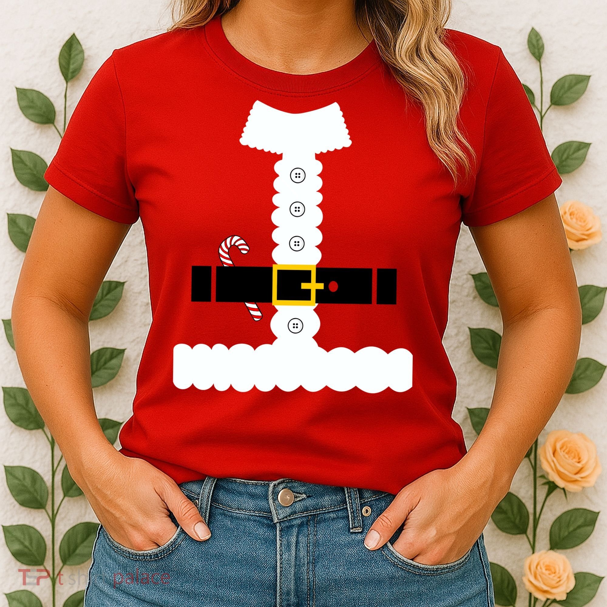 Santa Claus Candy Cane Costume Suit Women's T-Shirt