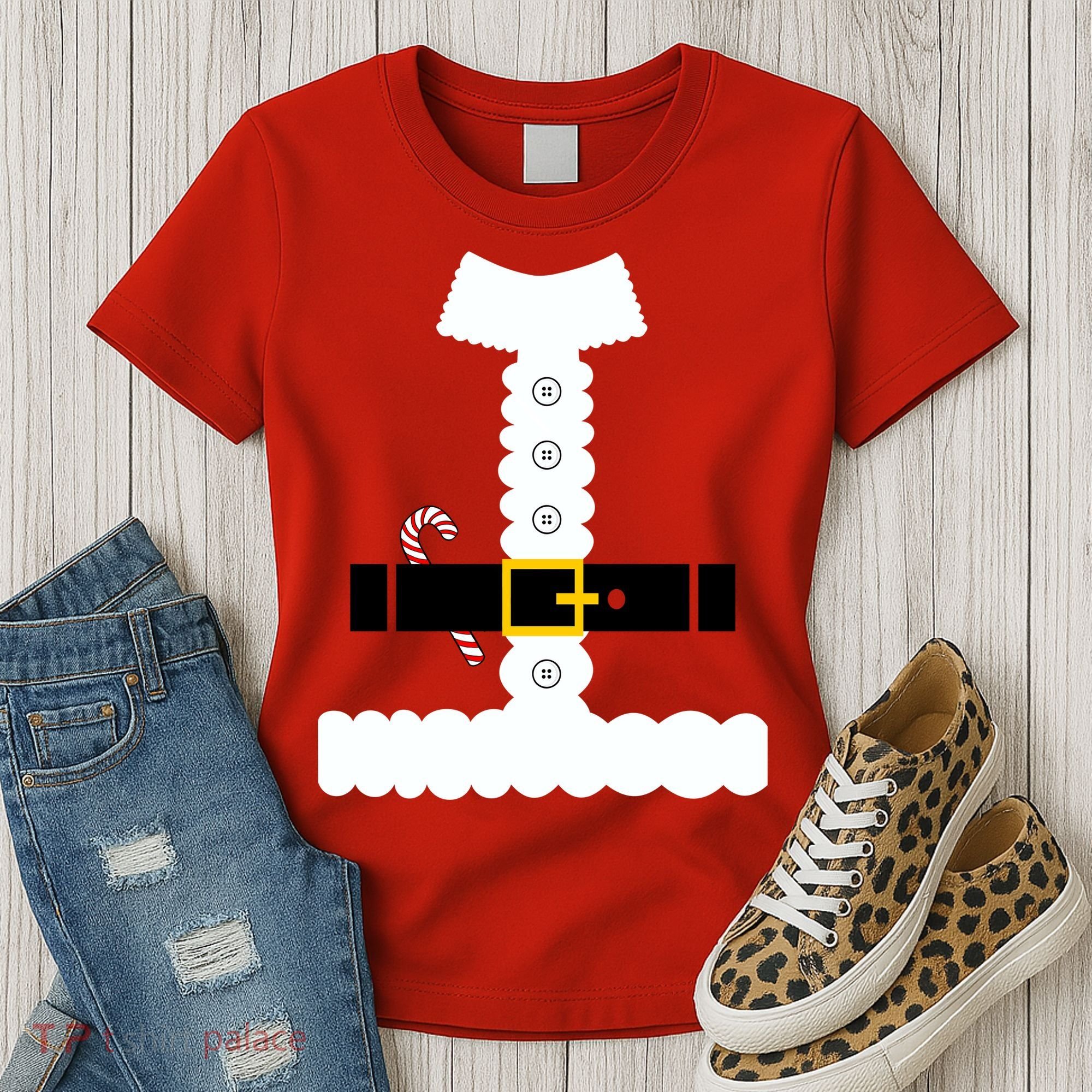 Santa Claus Candy Cane Costume Suit Women's T-Shirt
